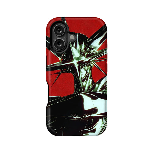 Metallic Sci-Fi Phone Case 2025 – Bold Red and Chrome Design