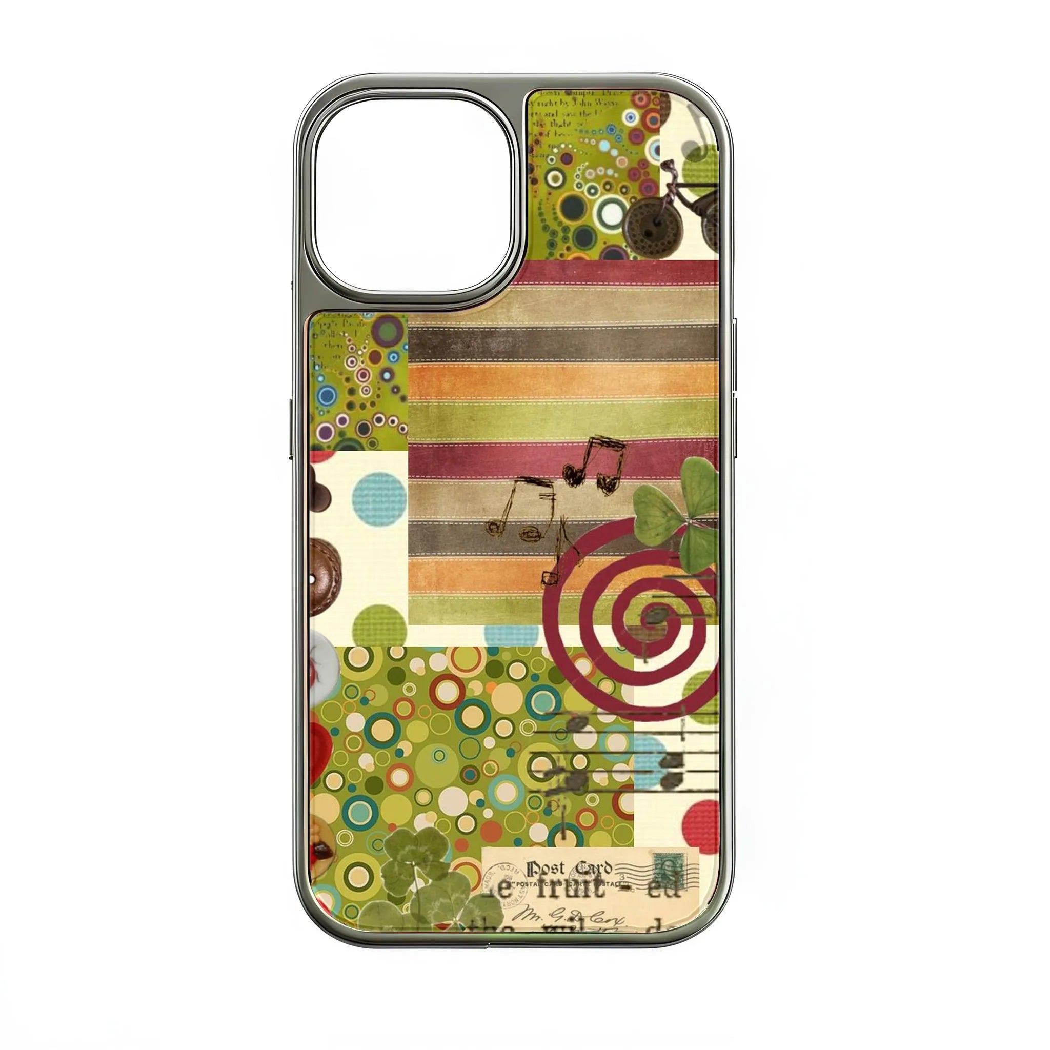 Holographic Chrome Artistic Phone Case - Colorful Collage Design