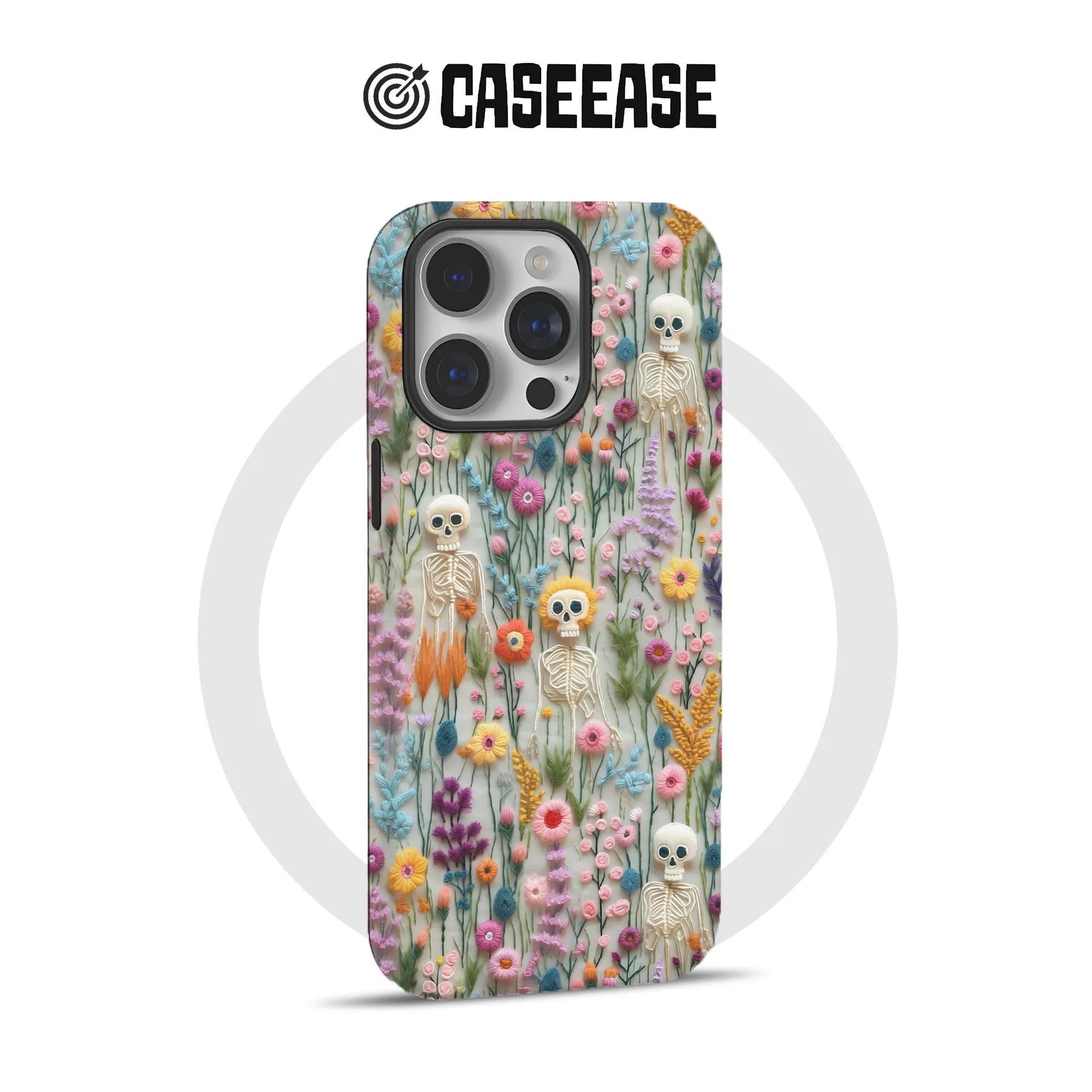 Skeleton Floral Pattern Phone Case