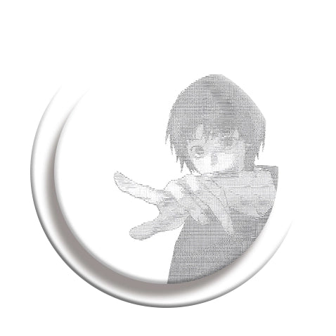 Text Art Anime Phone Grip & Stand - Grayscale Character Holder