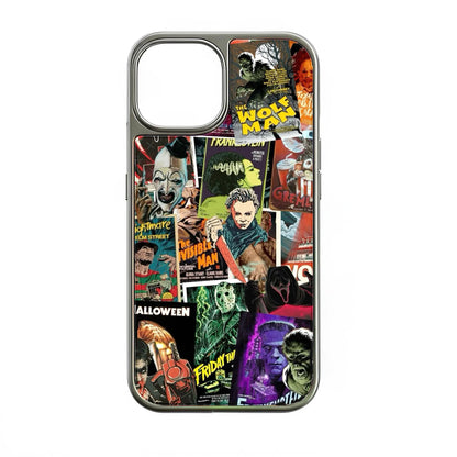 Holographic Chrome Phone Case - Vintage Horror Movie Collage