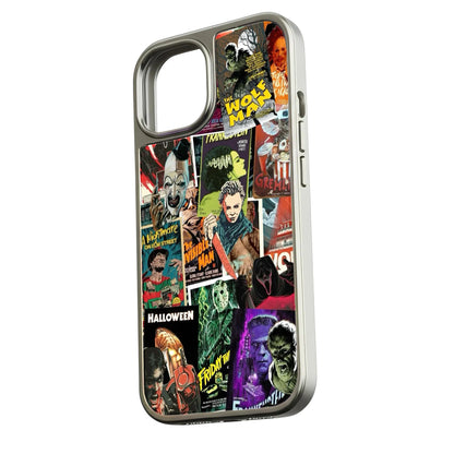 Holographic Chrome Phone Case - Vintage Horror Movie Collage