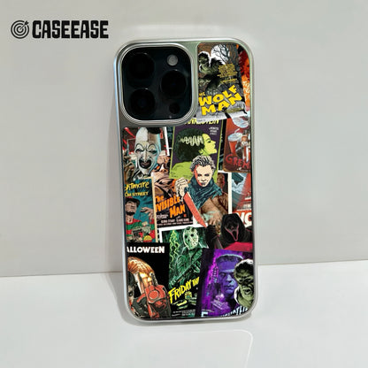 Holographic Chrome Phone Case - Vintage Horror Movie Collage