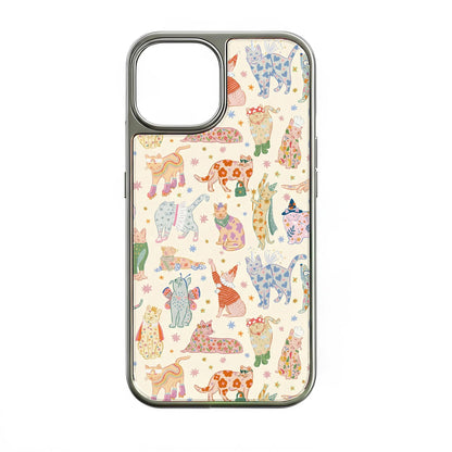 Holographic Chrome Cat Phone Case - Playful Feline Design