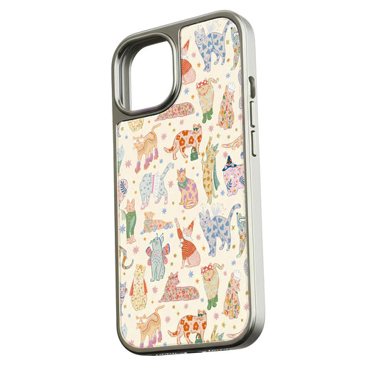 Holographic Chrome Cat Phone Case - Playful Feline Design