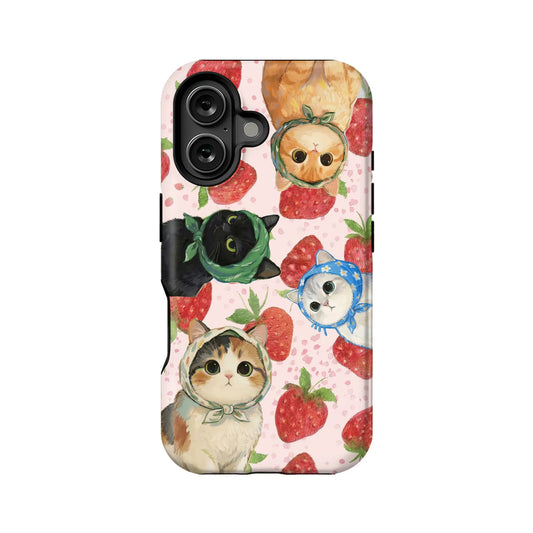 Cute Cat and Strawberry Phone Case
