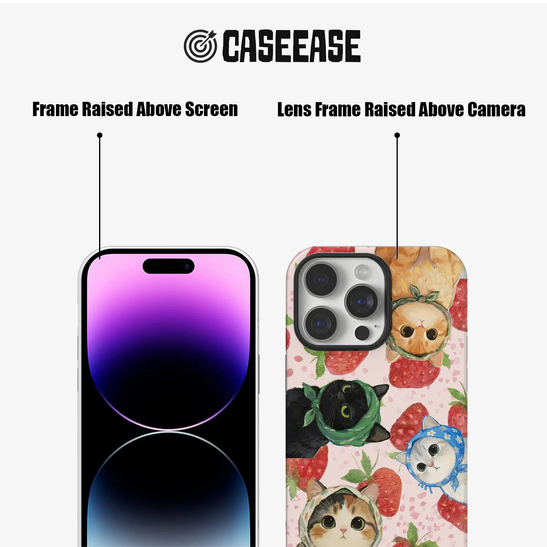 Cute Cat and Strawberry Phone Case