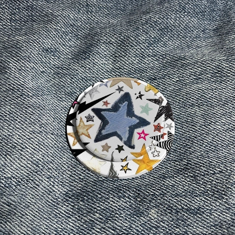 Eclectic Star Mix Phone Grip & Stand - Denim, Glitter, & Patterned Stars Holder