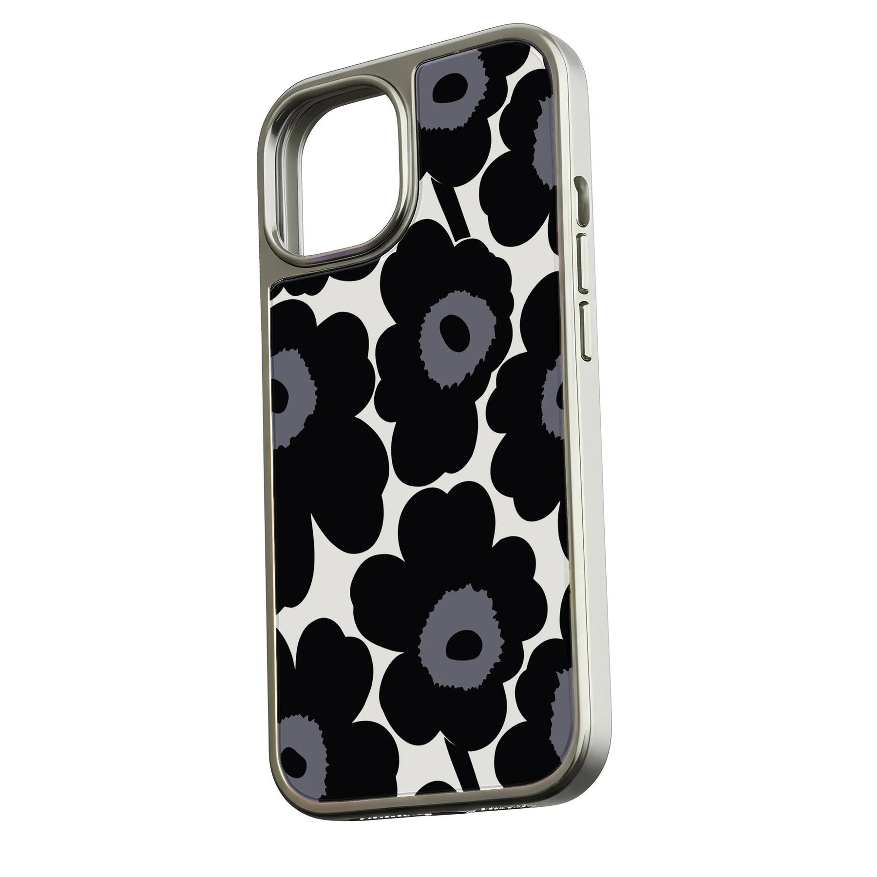 Funda holográfica cromada para iPhone 14 Pro - Diseño floral prismático