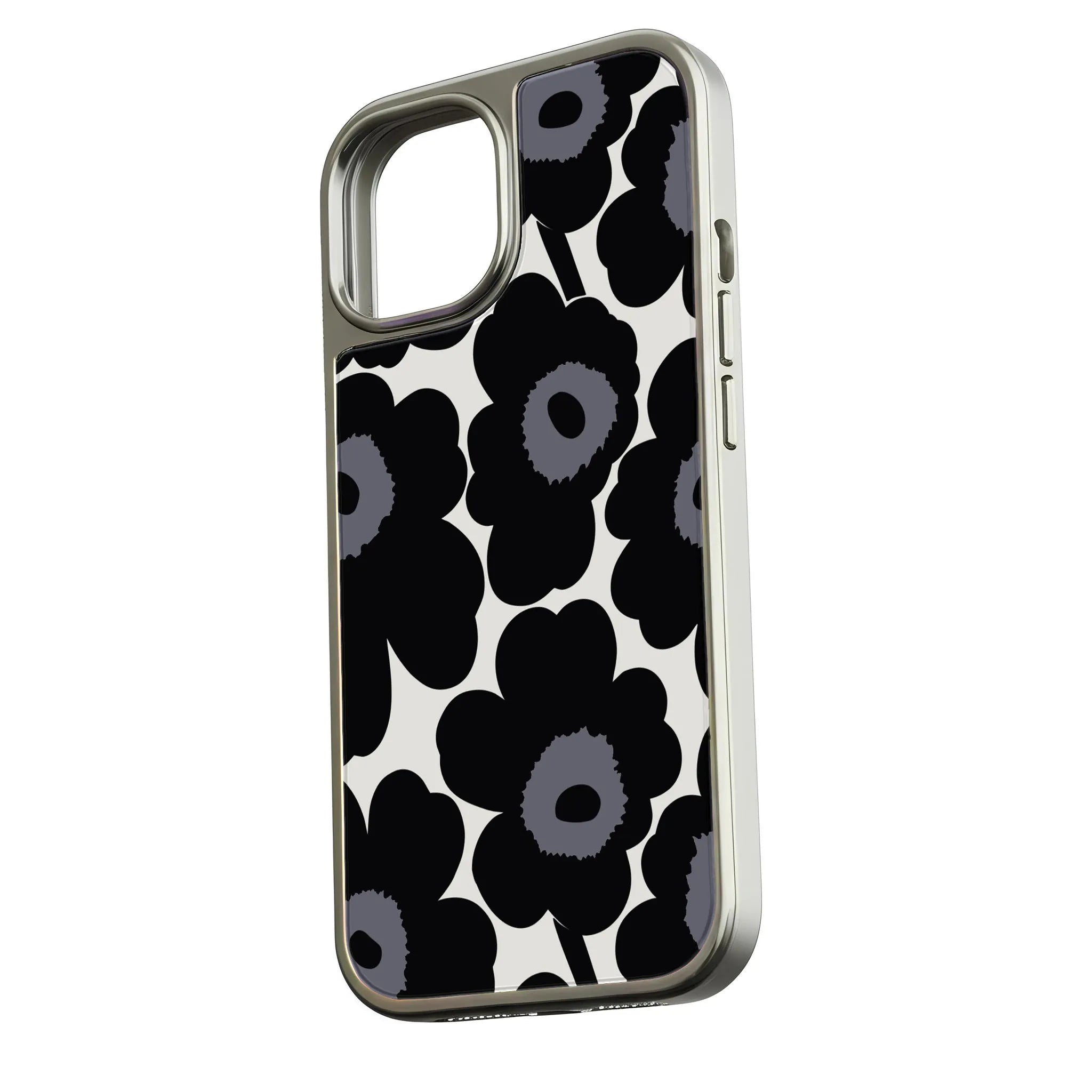 Holographic Chrome Phone Case for iPhone 14 Pro - Prismatic Floral Design