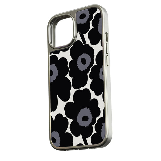 Holographic Chrome Phone Case for iPhone 14 Pro - Prismatic Floral Design
