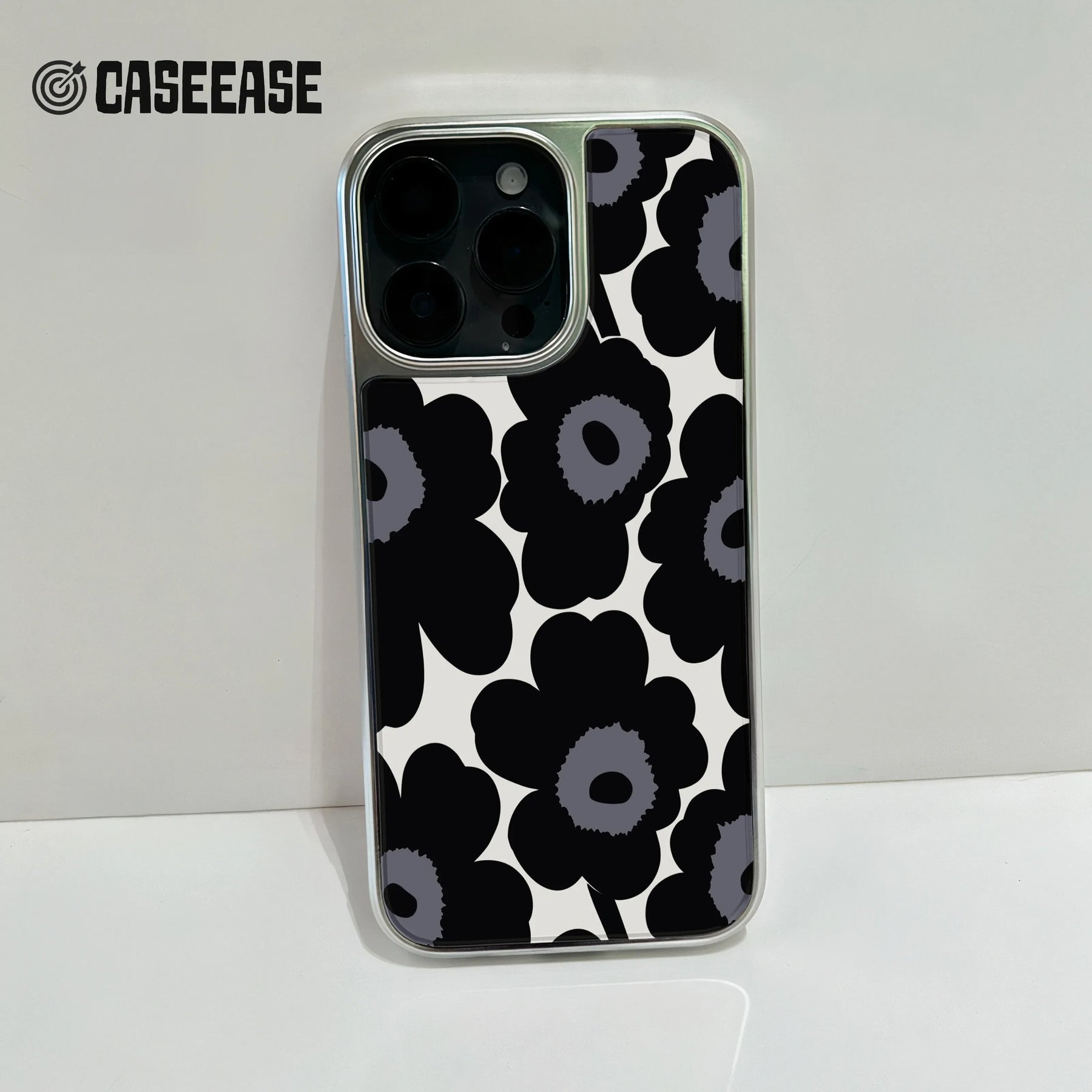 Funda holográfica cromada para iPhone 14 Pro - Diseño floral prismático