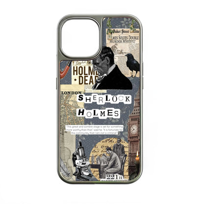 Holographic Chrome Sherlock Holmes Phone Case - Vintage Aesthetic