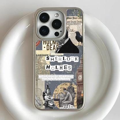 Holographic Chrome Sherlock Holmes Phone Case - Vintage Aesthetic