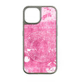 Holographic Chrome Phone Case for iPhone 15 - Pink Marble Finish & Metallic