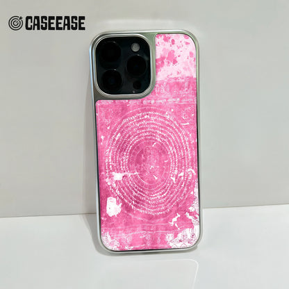 Holographic Chrome Phone Case for iPhone 15 - Pink Marble Finish & Metallic