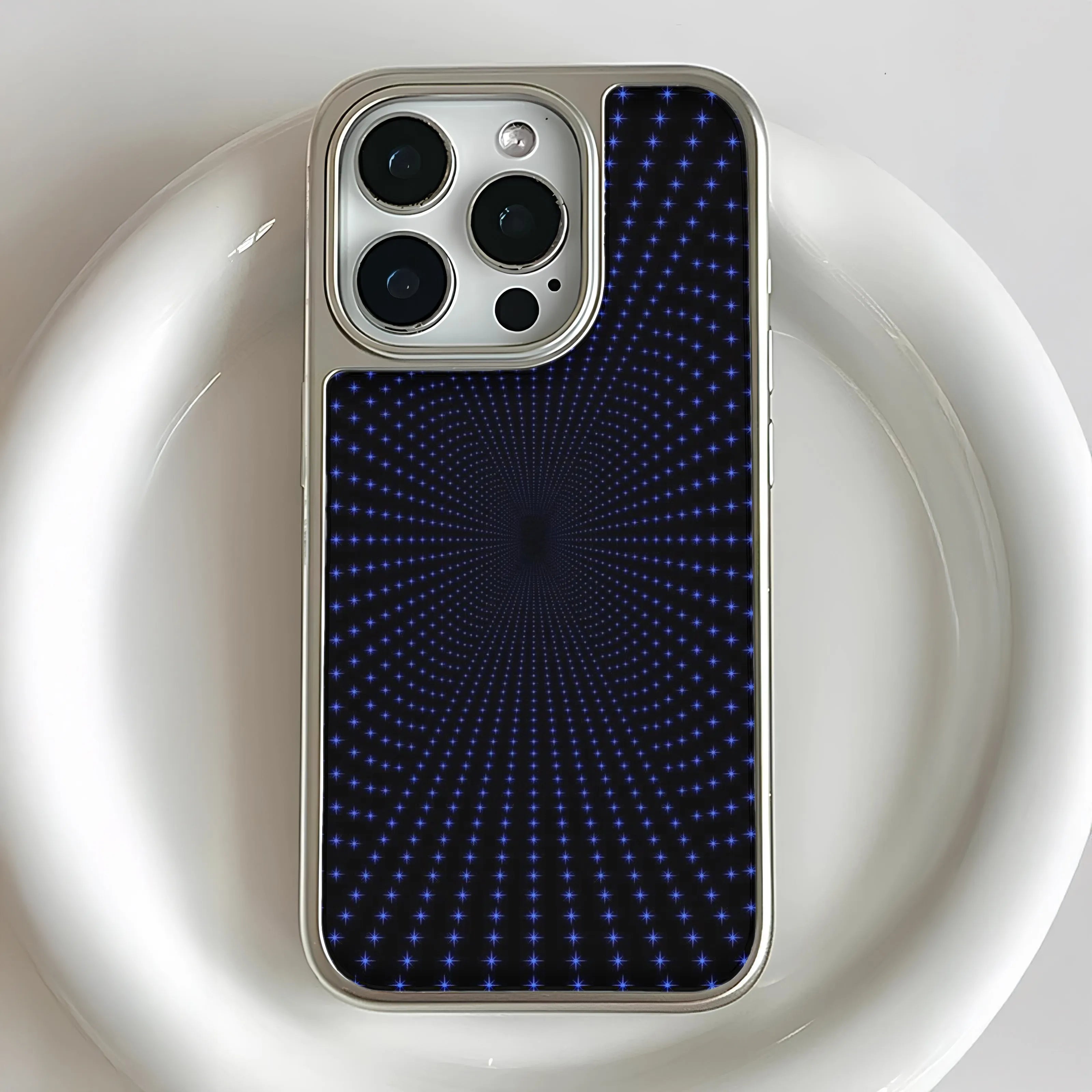 Holographic Chrome Phone Case for iPhone 15 Pro - Starry Night Design