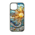 Holographic Chrome Sun & Waves Phone Case - Artistic Design