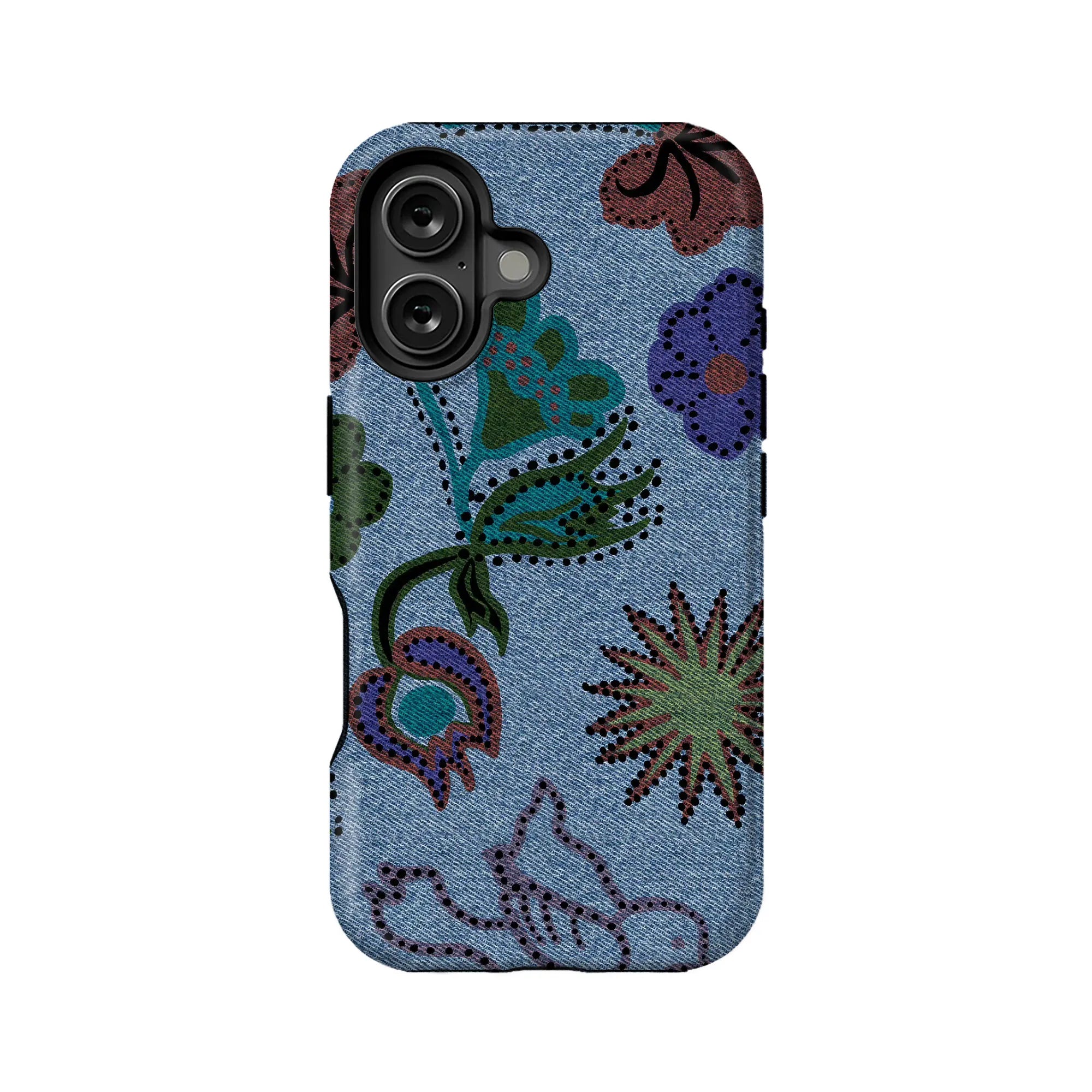 Floral Denim Phone Case for Stylish Protection