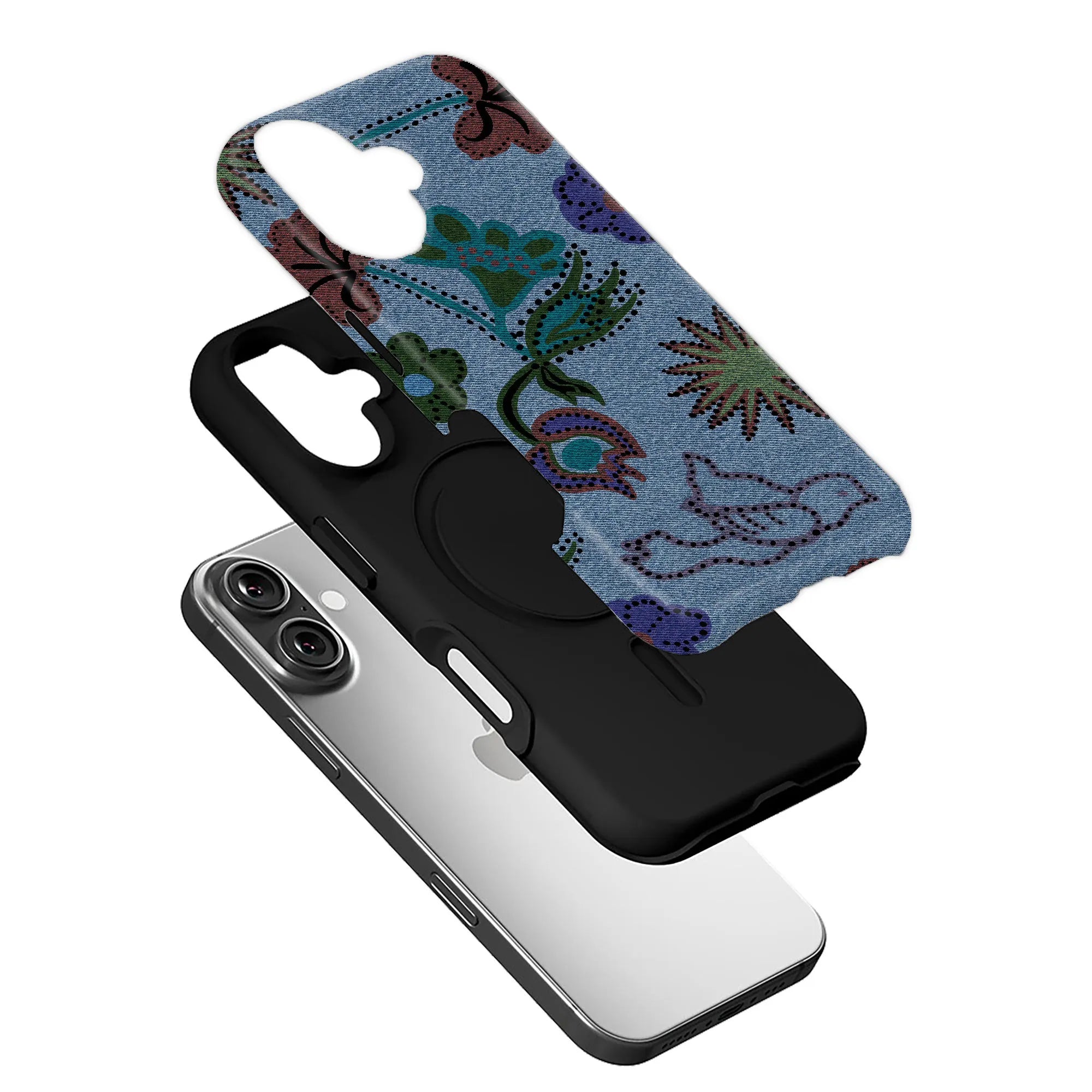 Floral Denim Phone Case for Stylish Protection