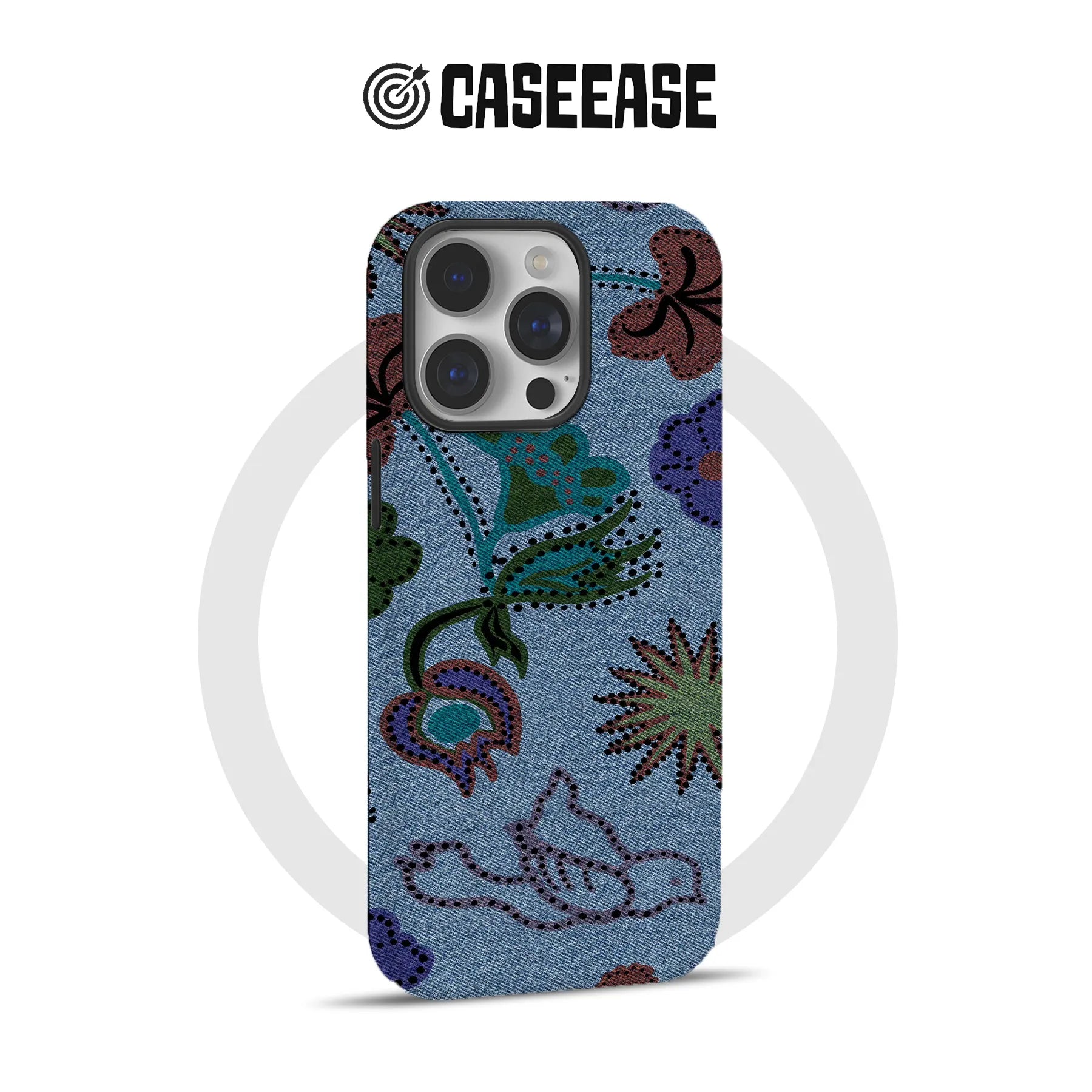Floral Denim Phone Case for Stylish Protection