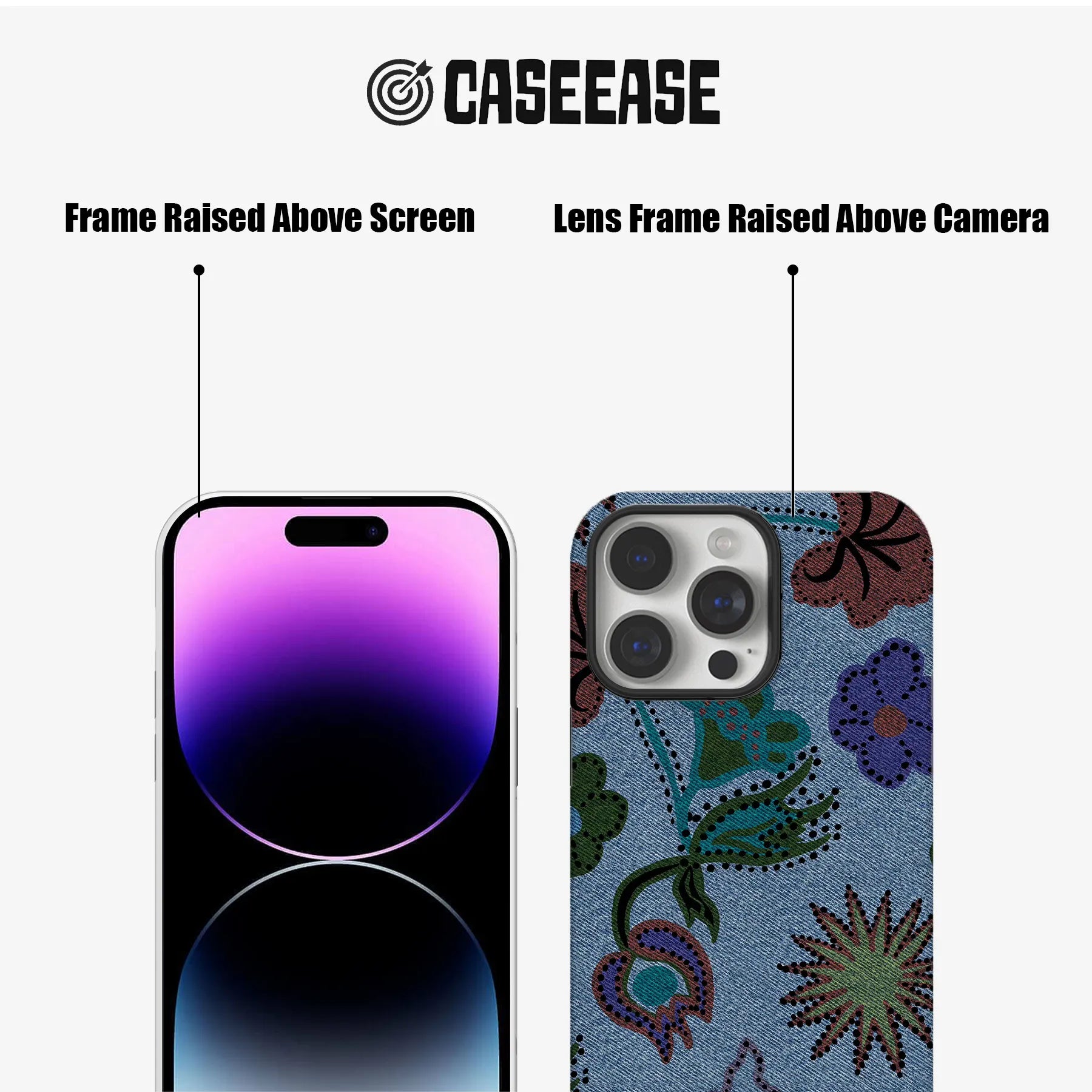 Floral Denim Phone Case for Stylish Protection