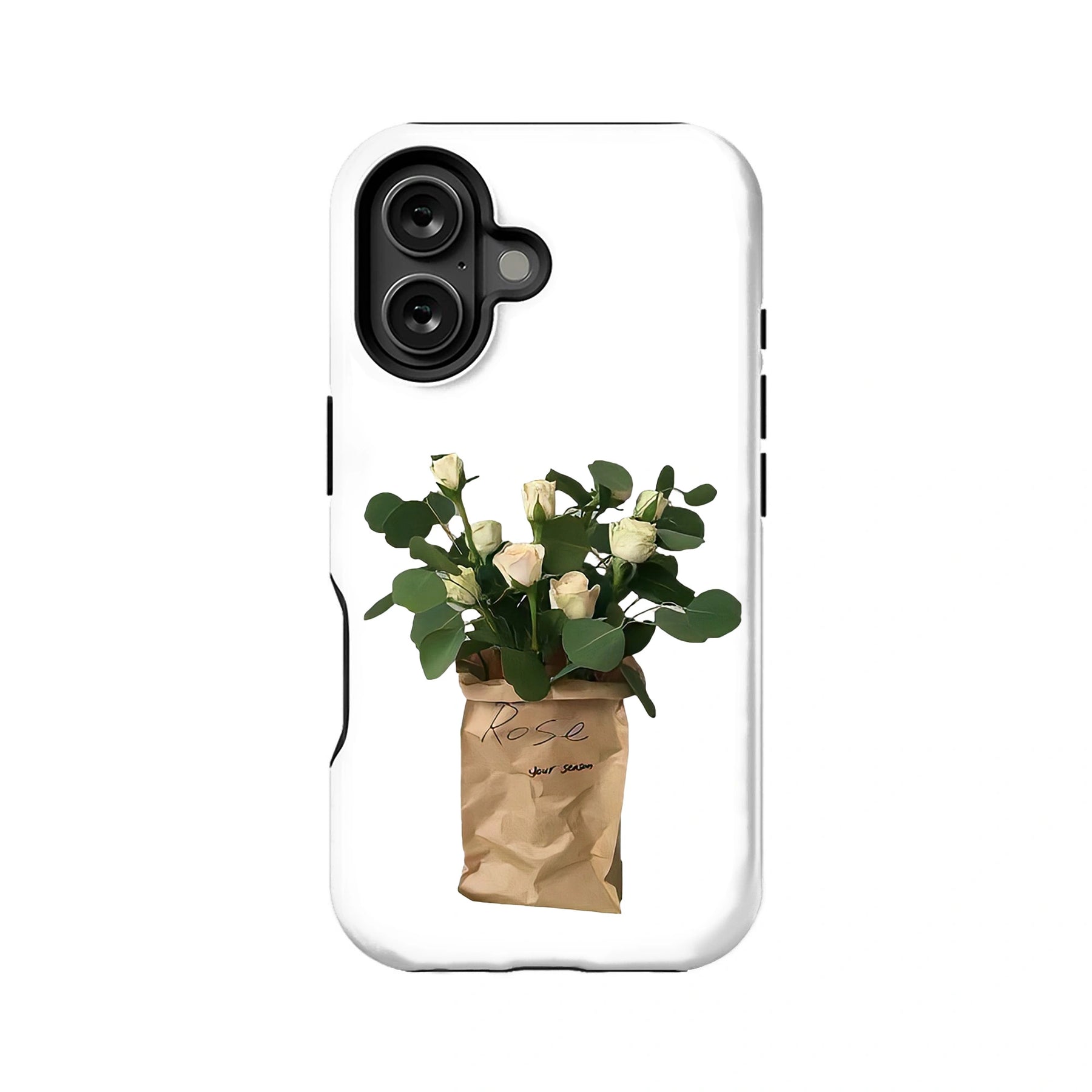 Minimalist White Rose Bouquet Phone Case – Elegant and Natural Design