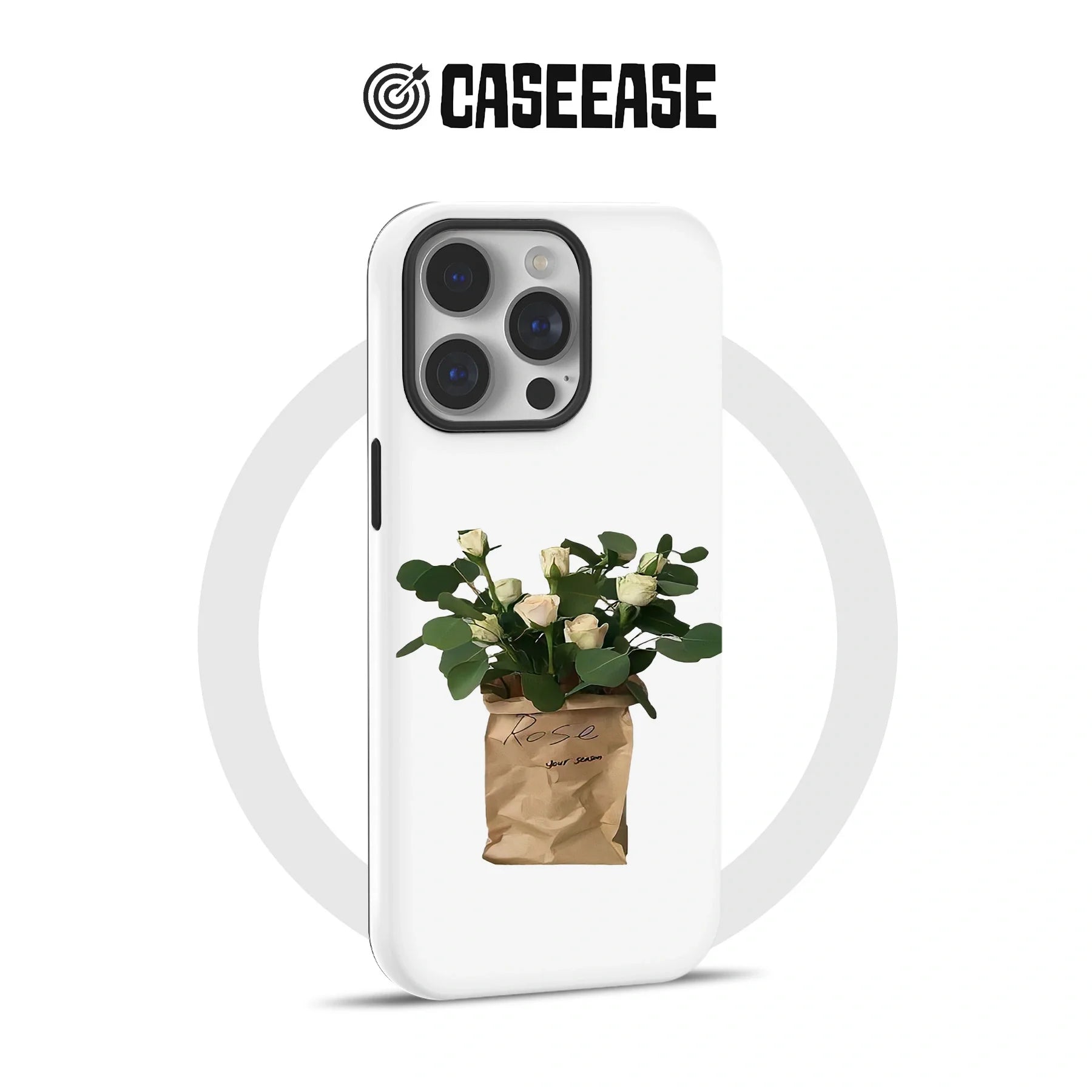 Minimalist White Rose Bouquet Phone Case – Elegant and Natural Design