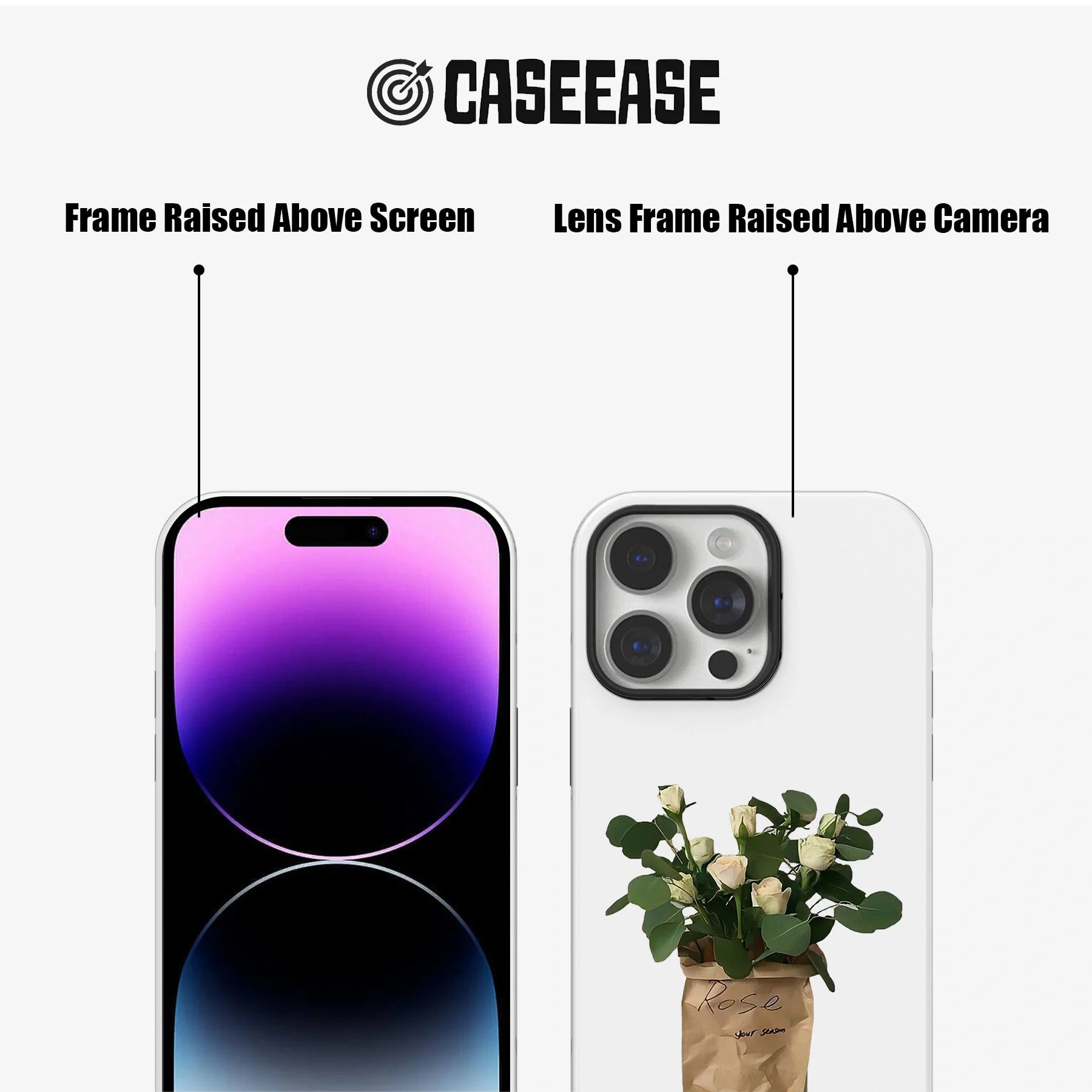 Minimalist White Rose Bouquet Phone Case – Elegant and Natural Design