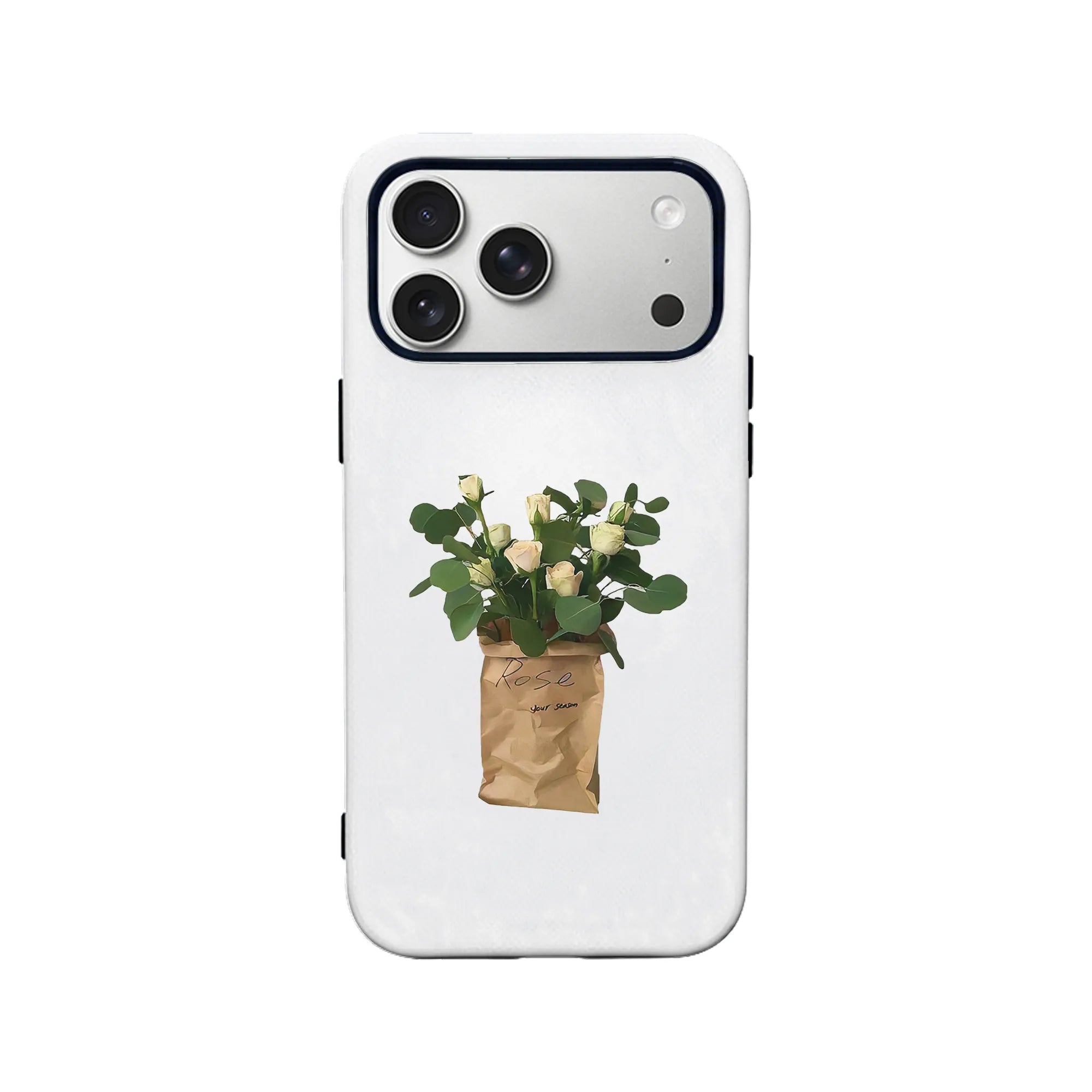 Minimalist White Rose Bouquet Phone Case – Elegant and Natural Design
