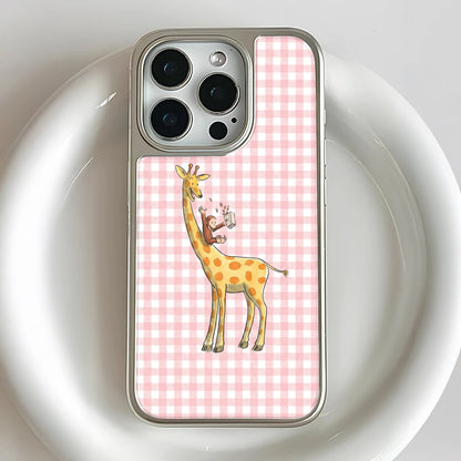 Holographic Chrome Giraffe Phone Case - Playful Design & Durable Protection