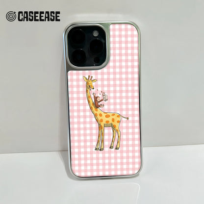 Holographic Chrome Giraffe Phone Case - Playful Design & Durable Protection