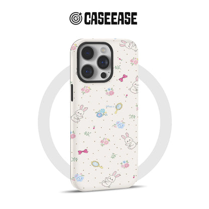 Cartoon Bunny and Floral Phone Case – Fresh Hand-Drawn Design