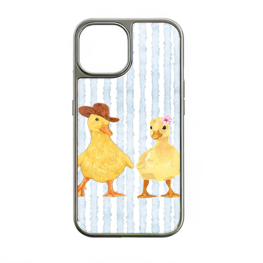 Holographic Chrome Duck Couple Phone Case - Fun and Quirky