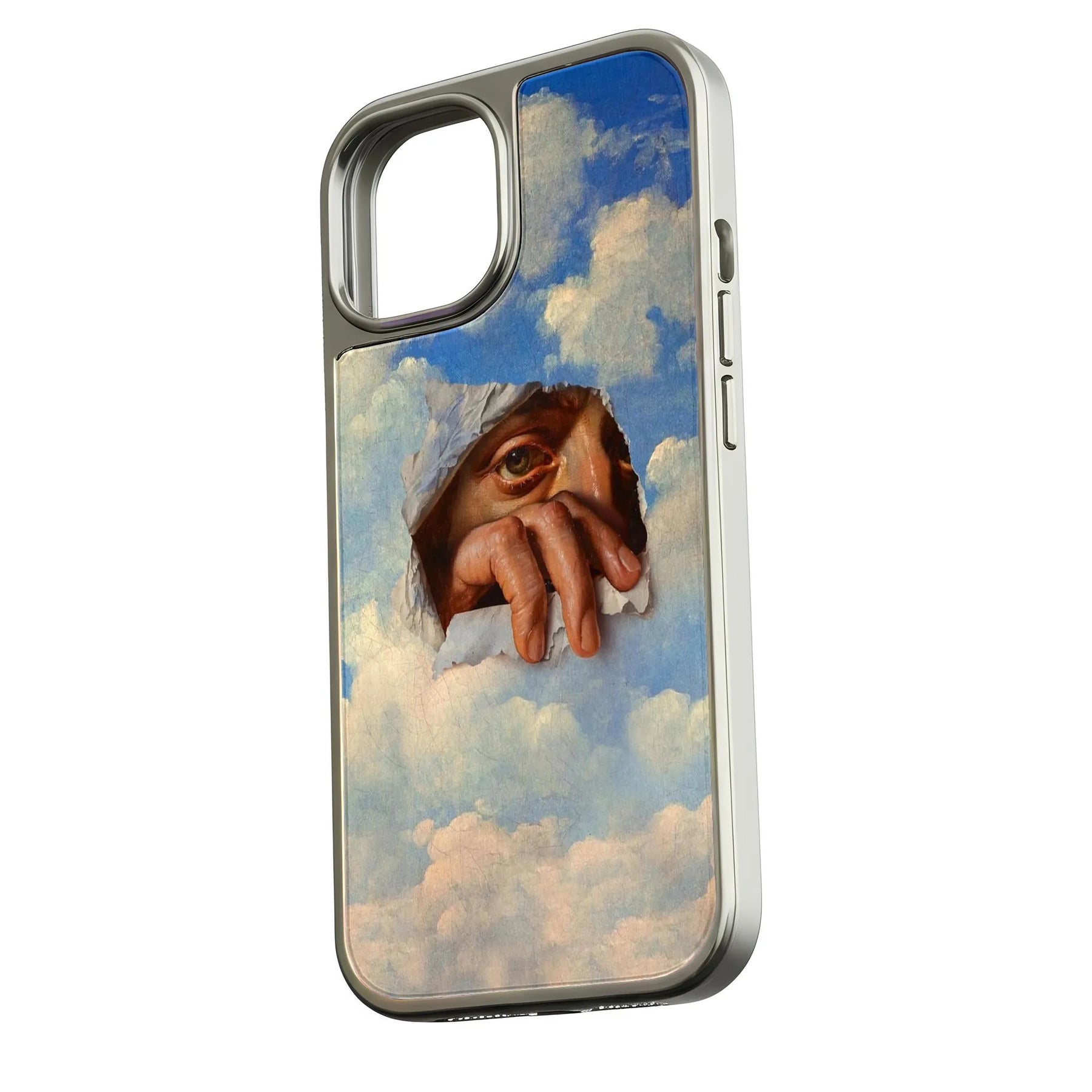 iPhone 14용 홀로그램 크롬 폰 케이스 - Cloudy Sky Aesthetic