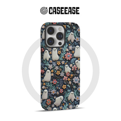 Whimsical Ghost and Floral TPU+PC IPhone 16 phone case