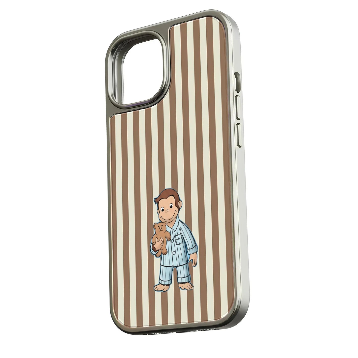 Holographic Chrome Curious George Phone Case - Cute Animal Design