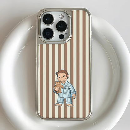 Holographic Chrome Curious George Phone Case - Cute Animal Design