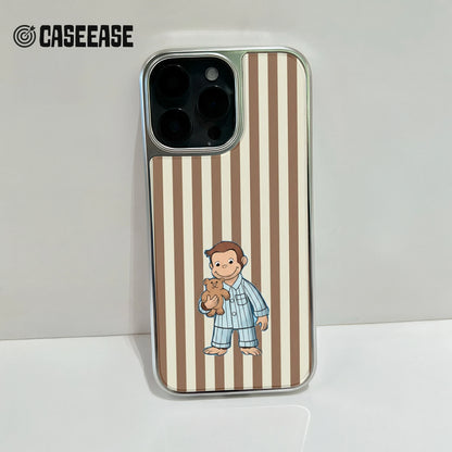 Holographic Chrome Curious George Phone Case - Cute Animal Design