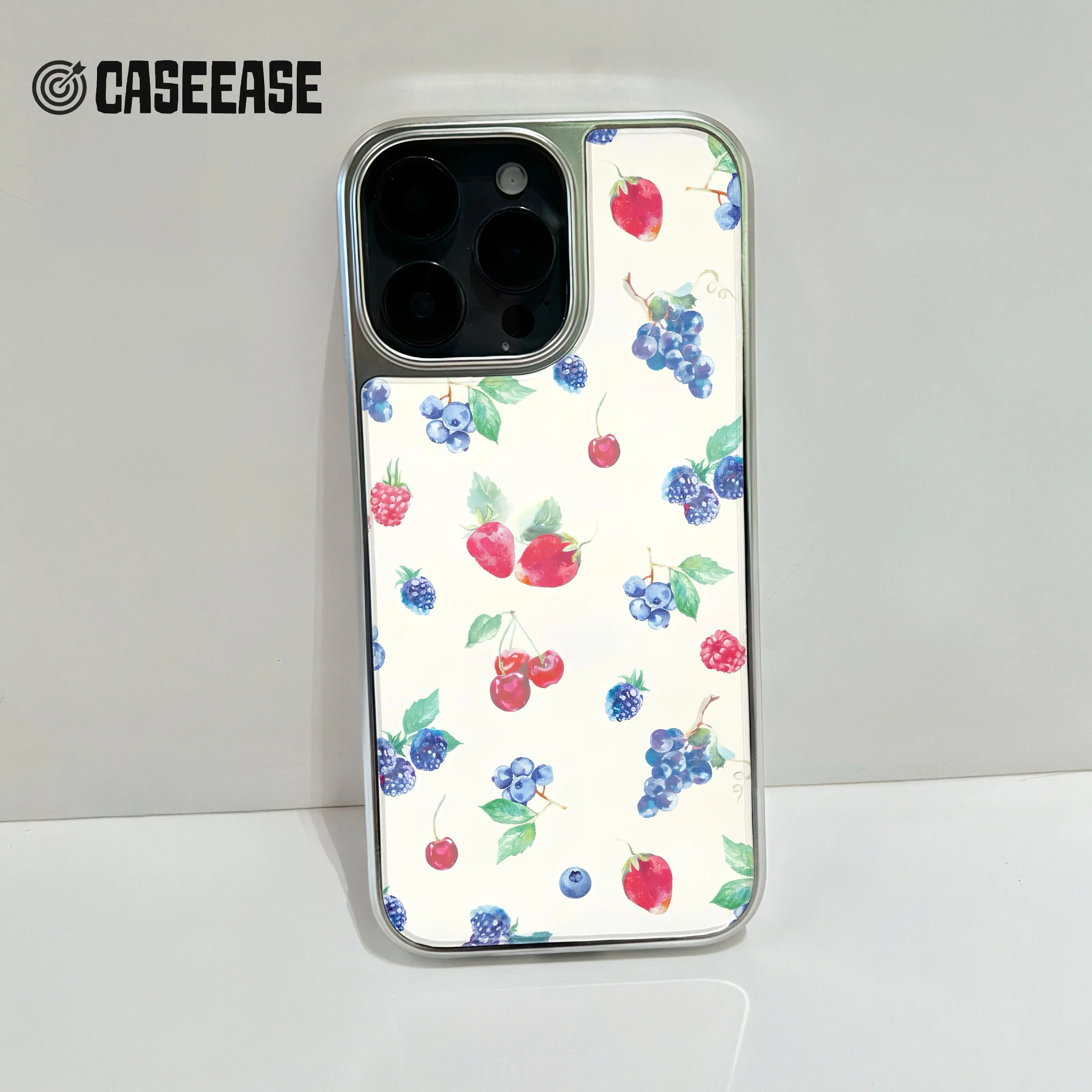 Holographic Chrome Fruit Phone Case - Vibrant Berry Design