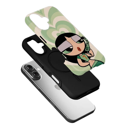 Cartoon-Inspired Green Hearts Phone Case