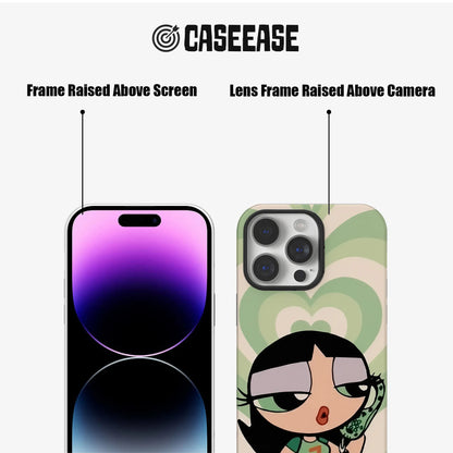 Cartoon-Inspired Green Hearts Phone Case