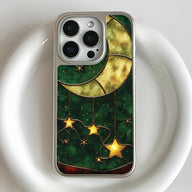 Holographic Chrome Moon & Stars Phone Case - Celestial Design