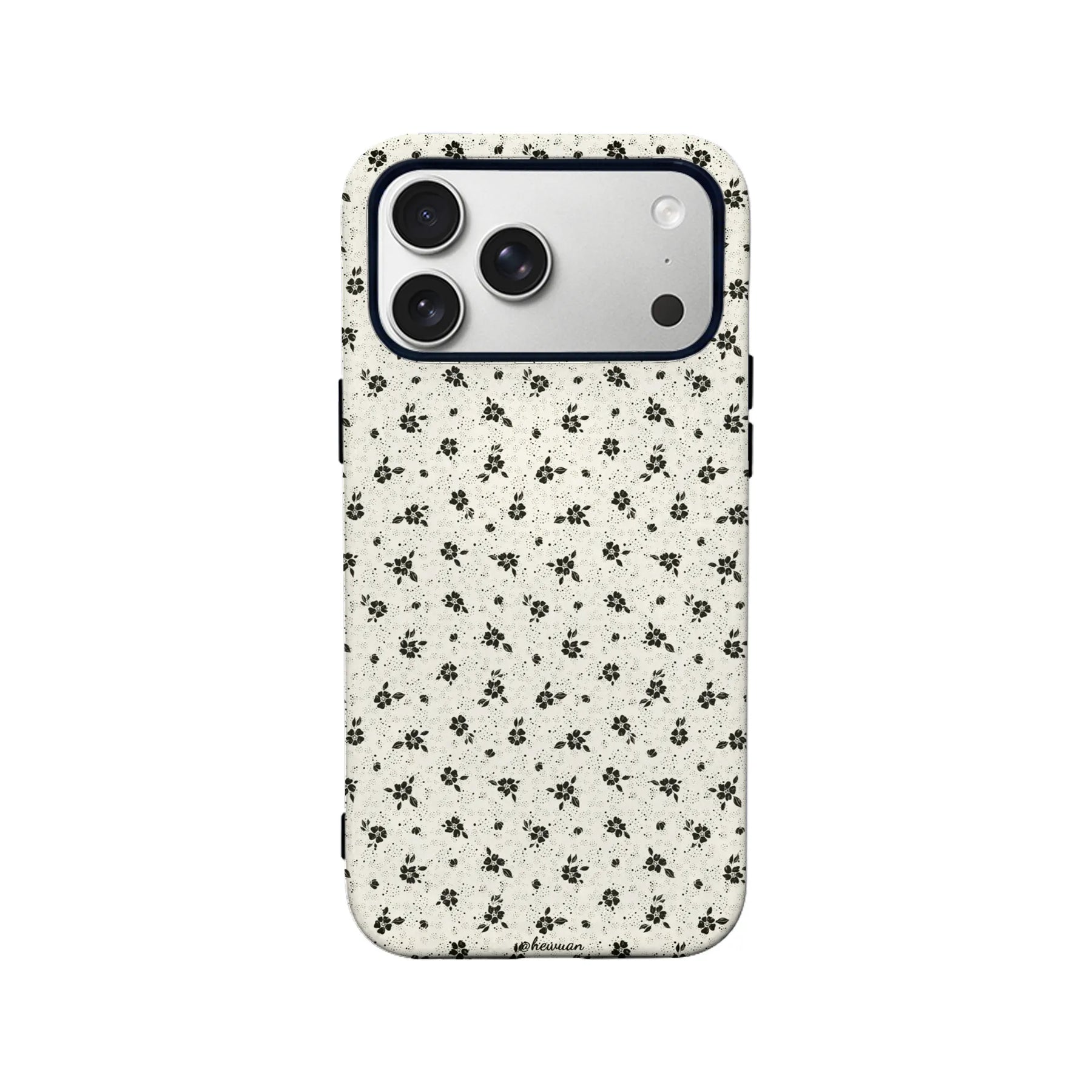 Funda minimalista con diseño floral negro: diseño clásico y elegante.