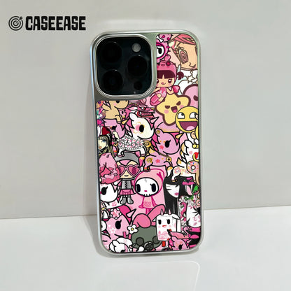 Holographic Chrome Phone Case - Colorful Character Design