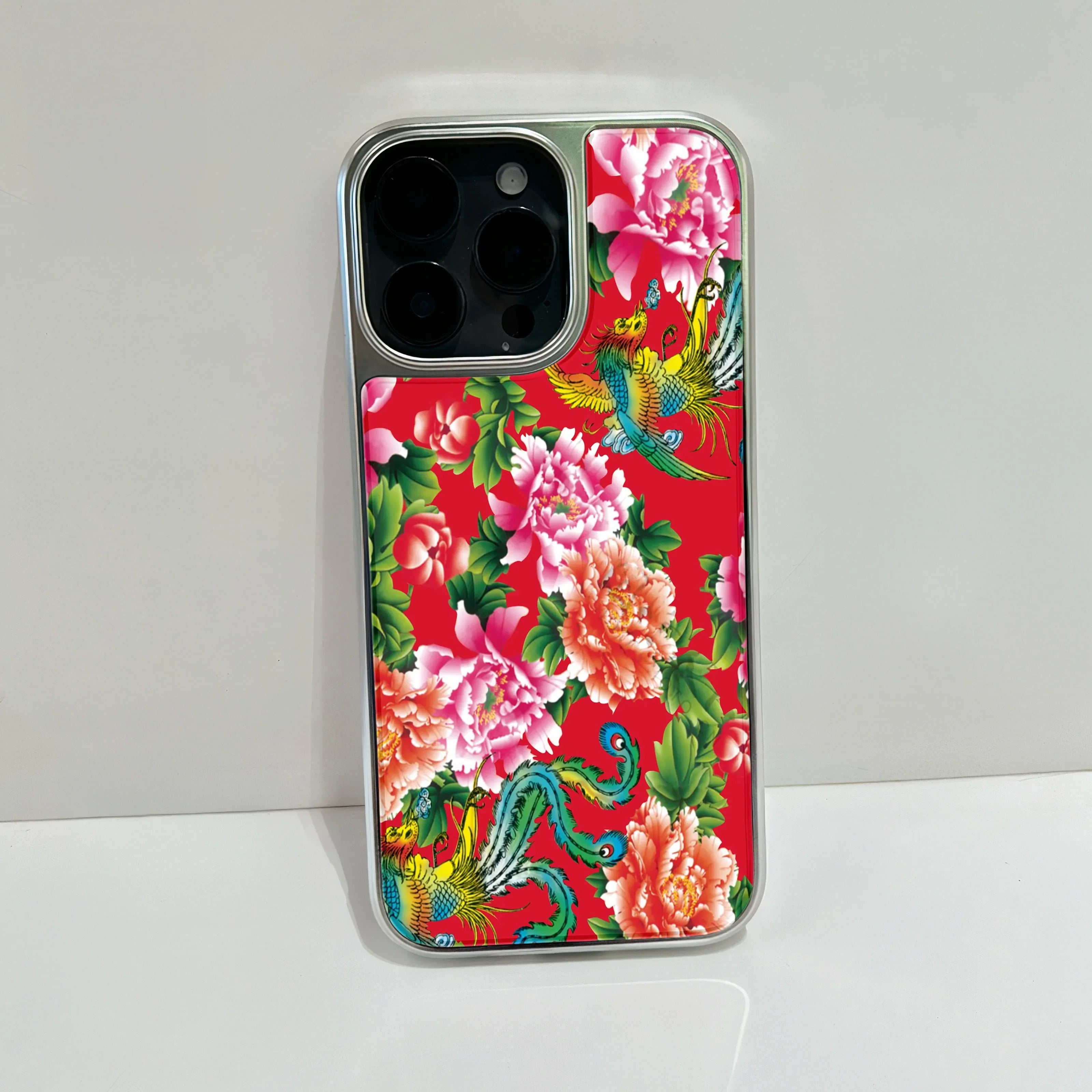 Holographic Chrome Chinese Floral Phone Case - Northeastern Peony