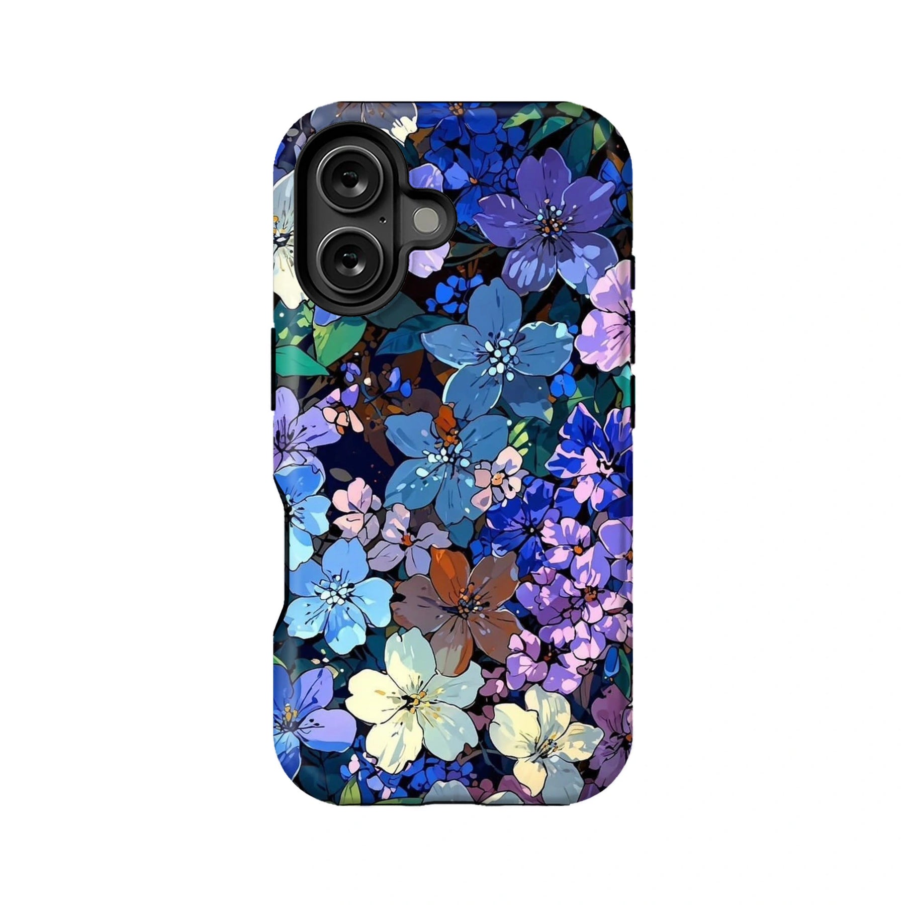 Funda para teléfono con diseño floral azul medianoche: diseño elegante y artístico