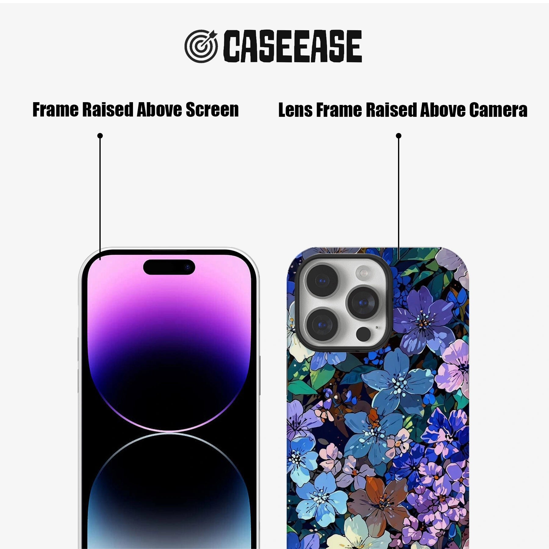 Funda para teléfono con diseño floral azul medianoche: diseño elegante y artístico