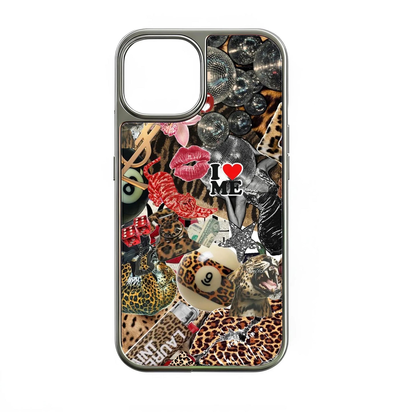 Holographic Chrome Phone Case - Glamorous Collage Design