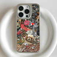 Funda holográfica cromada para teléfono: diseño de collage glamuroso